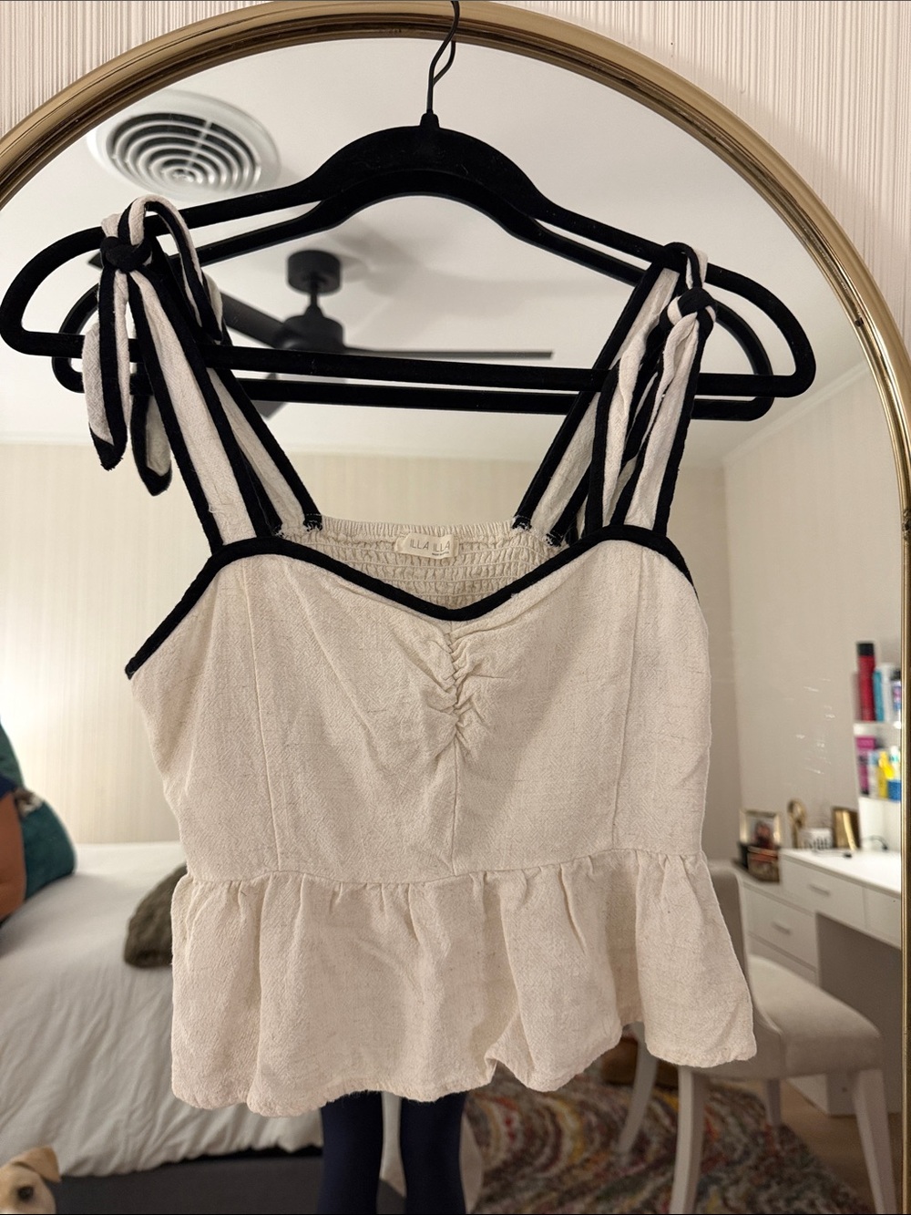 ILLA ILLA Cream Peplum Camisole with Black Trim